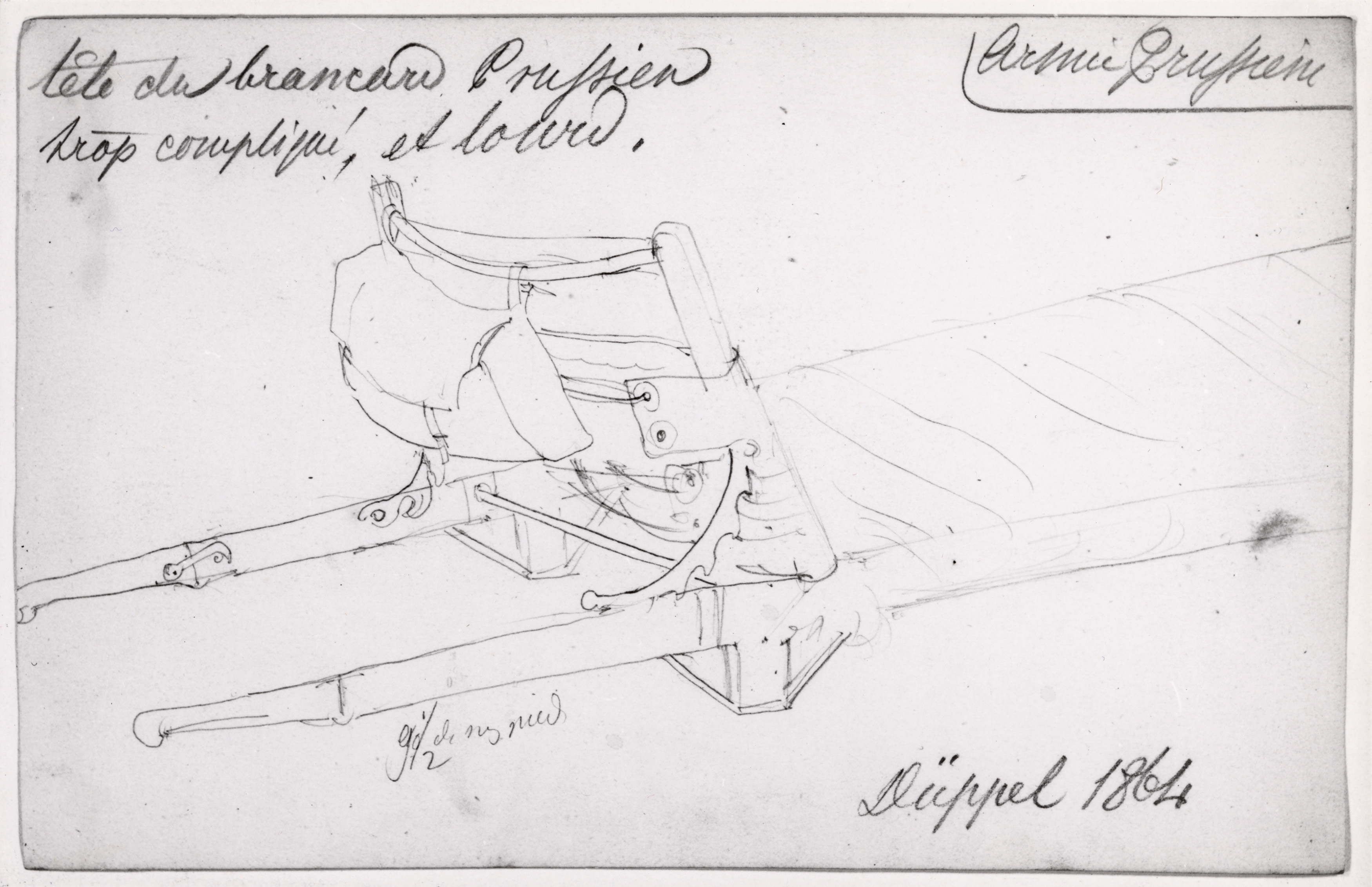 Schleswig War of 1864. Sketch by Louis Appia, war surgeon and member of the "Committee of Five" founders of the Red Cross alongside Henry Dunant, Gustave Moynier, Théodore Maunoir, and Guillaume-Henri Dufour