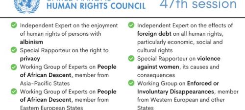 Human Rights Council Appoints Seven Special Procedure Mandate Holders
