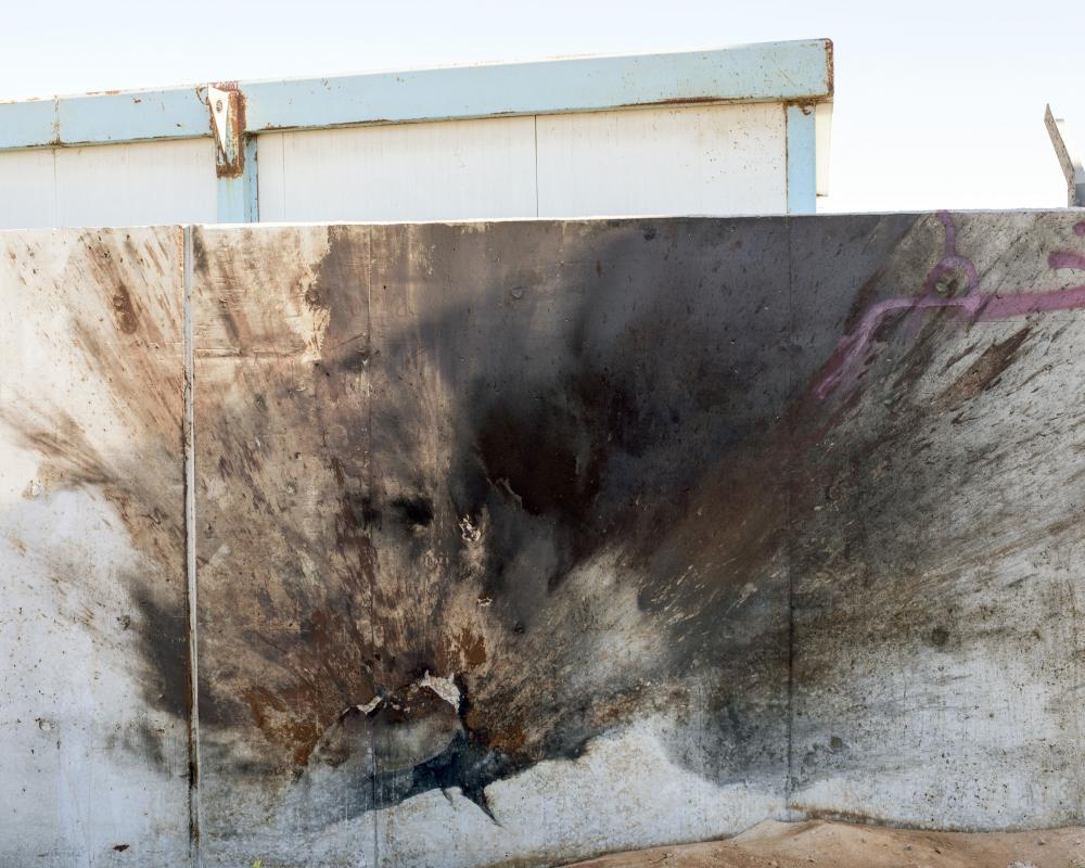 Lorenzo Meloni took this image of bloodstains from an explosion of a landmine in Sirte, Lybia in July 2016. "The commander of a bomb disposal unit was killed whilst he was trying to dismantle the mine". 