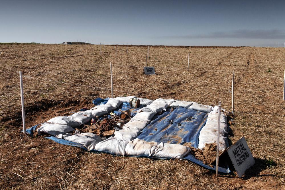 Here, cluster bomb debris was collected from a battlefield by the NGO Mines-Advisory Group (MAG) in Dohuk province, Iraq, in February 2014