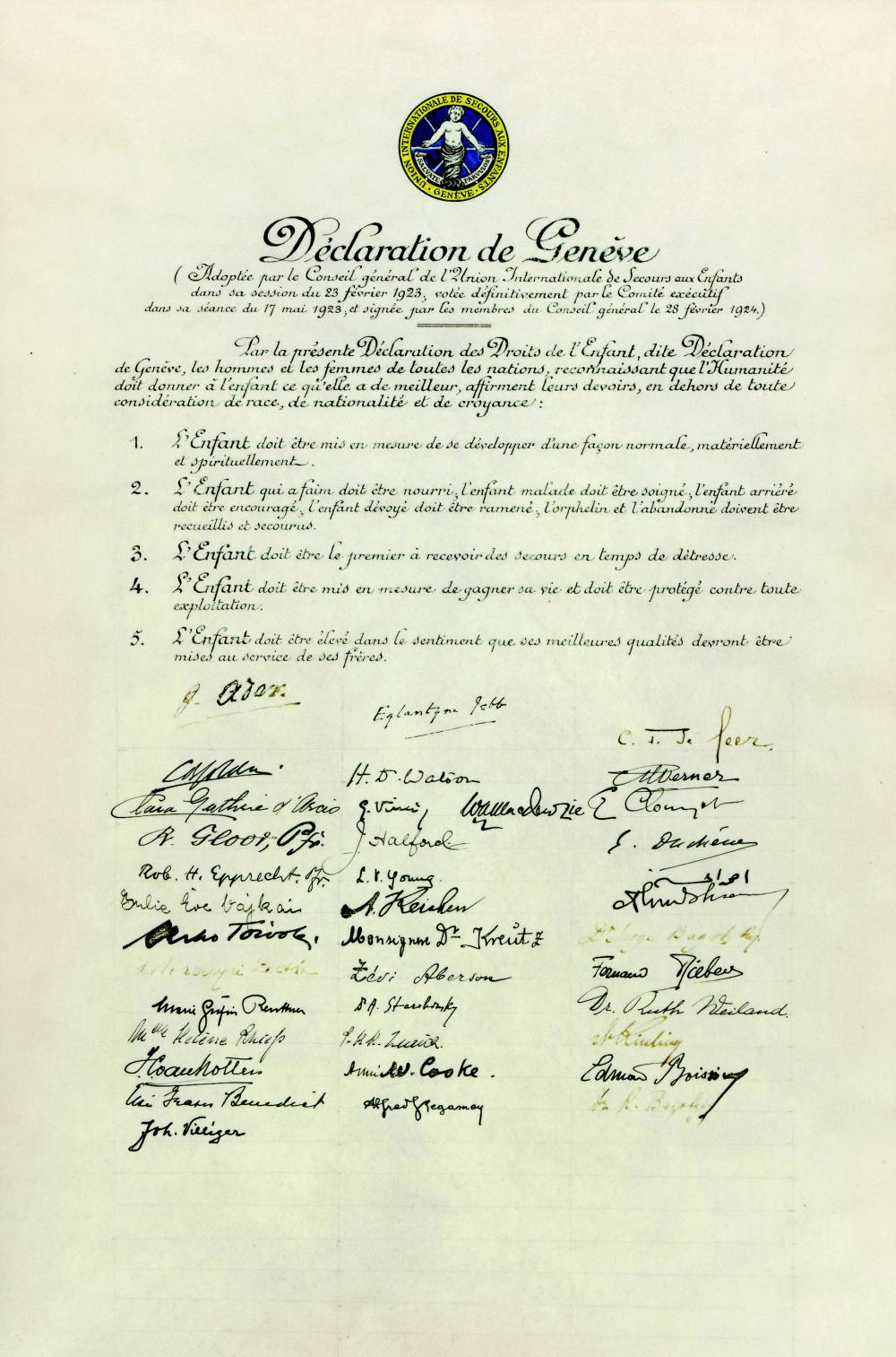 Déclaration de Genève, 1923