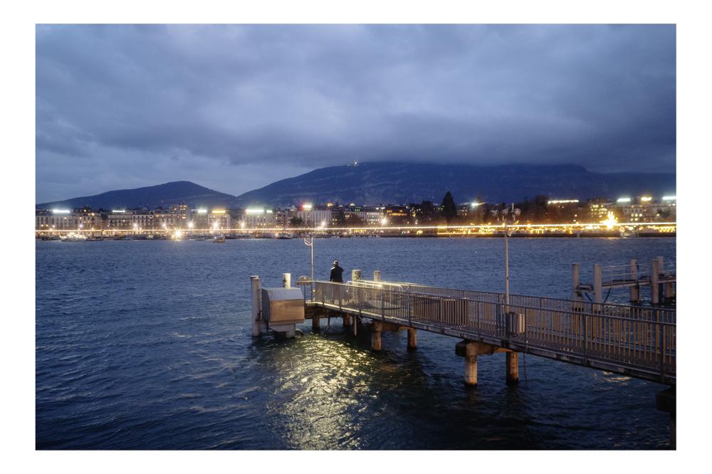 This view of Geneva at dusk was taken in December 2022 by Magnum photographer Thomas Dworzak