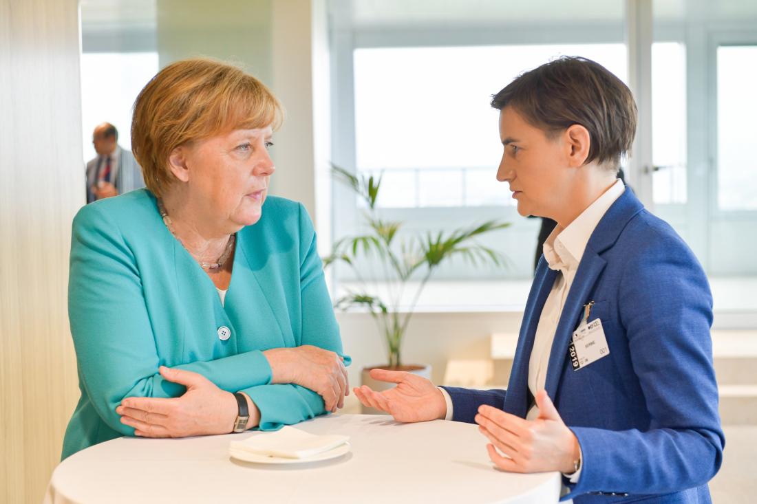 H.E. Ms. Angela MERKEL, Chancellor of Germany with H.E. Ms. Ana BRNABIC, Prime Minister of Serbia during the 108th (Centenary) Session of the International Labour Conference on 11 June 2019